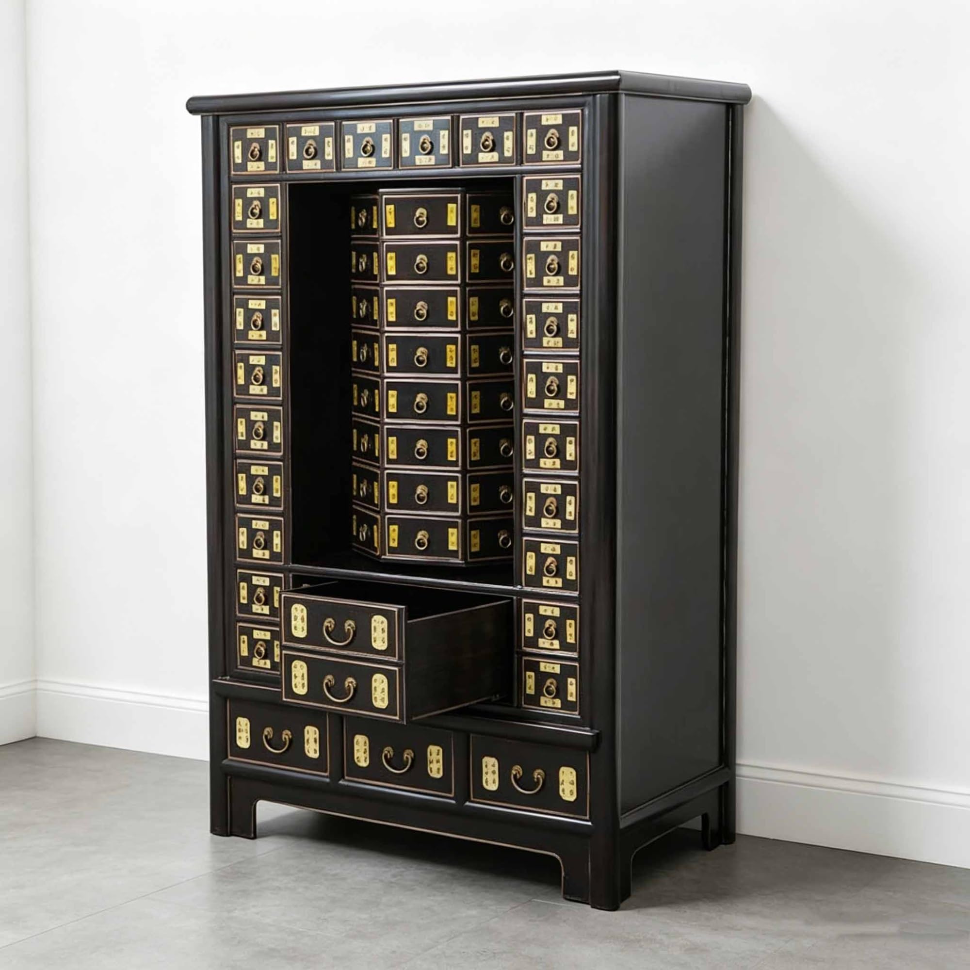Apothecary Cabinet with 95 Drawers, Solid Wood Freestanding Library Card Catalog Curio Cabinet, Rotatable Chests Herb Storage Box for Herb, Jewelry, Makeup & Tools(B)