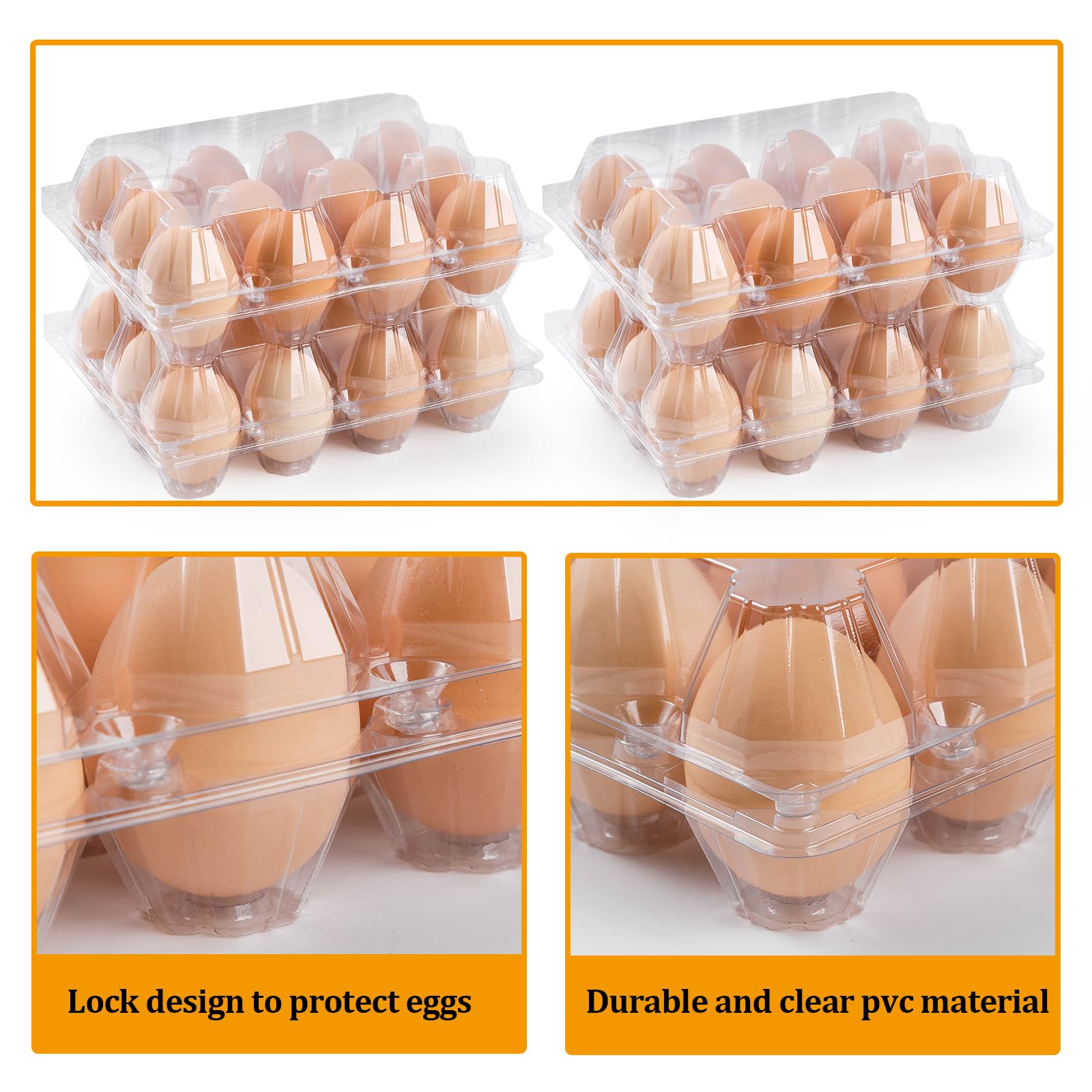 Paquete de 120 cajas de huevos baratas a granel, 12 unidades, 1 docena de cajas de huevos vacías transparentes para huevos de gallina, contenedor de huevos de plástico para familia, granja de