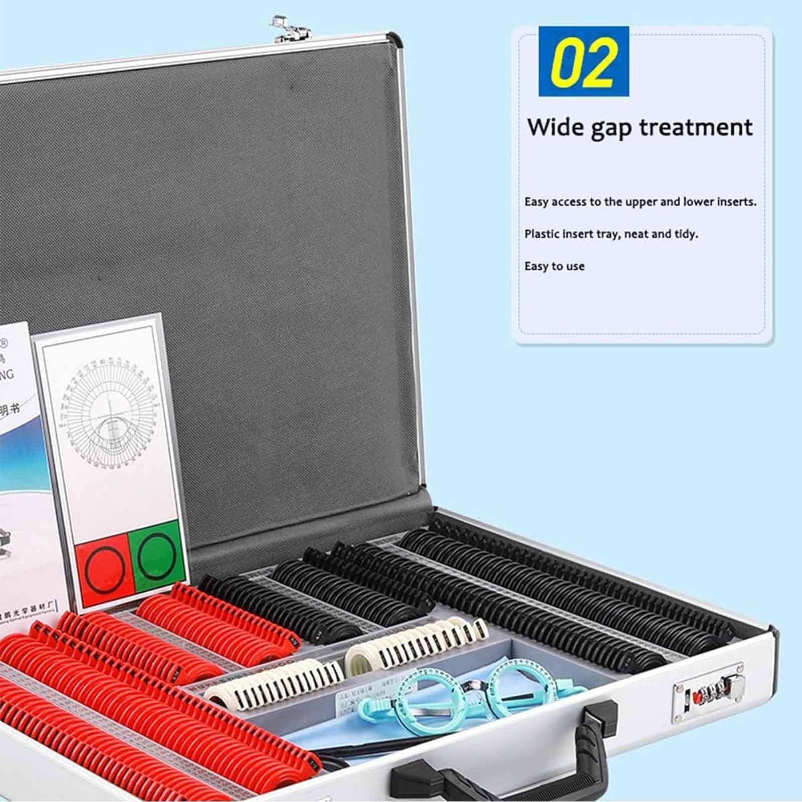 266 Szt. Zestaw Soczewek Próbnych Do Optyki Zestaw Do Optometrii, Akcesoria Do Ochrony Oczu, Aluminiowa Obudowa Z Metalową Obręczą Do Sklepu Optycznego, Centrum Pielęgnacji Wzroku