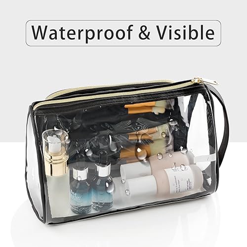 Miniatura 4 de CUBETASTIC Bolsa de maquillaje transparente, estuche de cosméticos transparente, bolsa de maquillaje de viaje con cremallera, bolsa de aseo pequeña