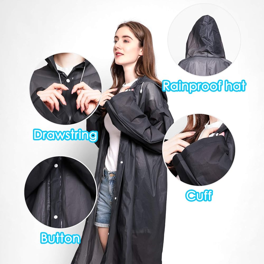 Mantella Antipioggia 2 Pezzi - Poncho Leggero E Riutilizzabile Per Escursionismo E Campeggio - Foto 6