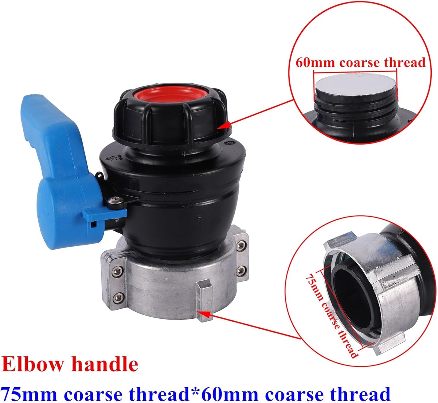 75mm IBC Water Tank Ball Valve DN50 Ton Barrel Valve Acid and Alkali Resistant Chemical Barrel Garden Irrigation Tank Adapter(75mm-coarse thread-01)