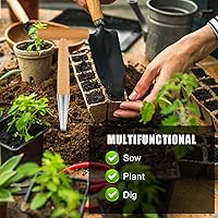 Vista 5 de XIHIRCD Dibber de mano con mango de madera, herramienta de jardinería Dibbler de acero inoxidable, perforador de agujero de cabeza de mano, maceta