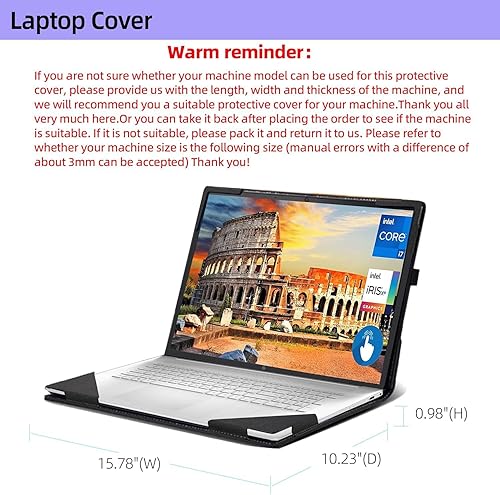 Miniatura 3 de Funda para portátil HP 17s-cu 17-cp17z-cpEnvy 17-cr 17t-cr17-ch17-da17t-da17.3" Funda a prueba de caídas de piel sintética con bolsillo interior