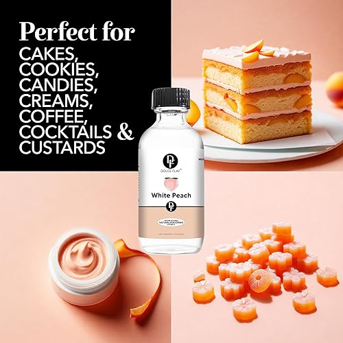 Miniatura 3 de Dolce Foglia Extracto aromatizante de melocotón blanco de 2 onzas  Gotas aromatizantes alimentarias solubles en agua, sin azúcar, cero calorías