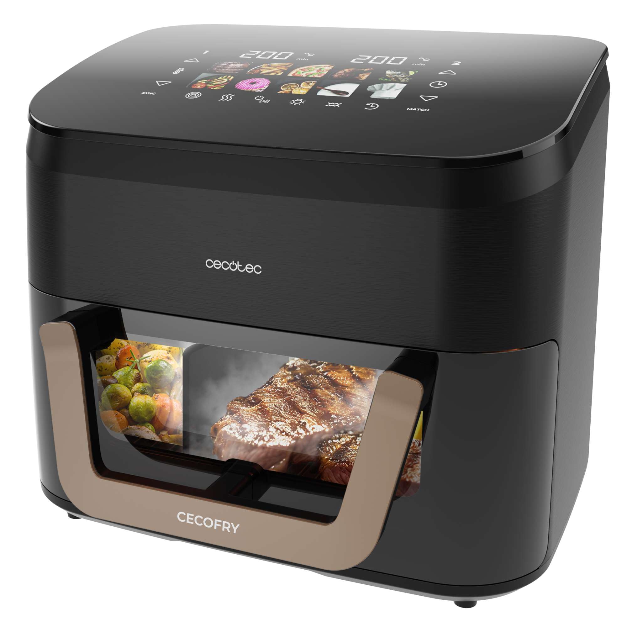 Cecotec Friggitrice ad Aria 10L - Air Fryer Cecofry&Grill Smokin' 11000. 2200W, 3in1 Friggitrice, Grill, Piastra. Affumicatore integrato, 10 Menù, Temp 40-200°C, Doppia temperatura, Cottura uniforme