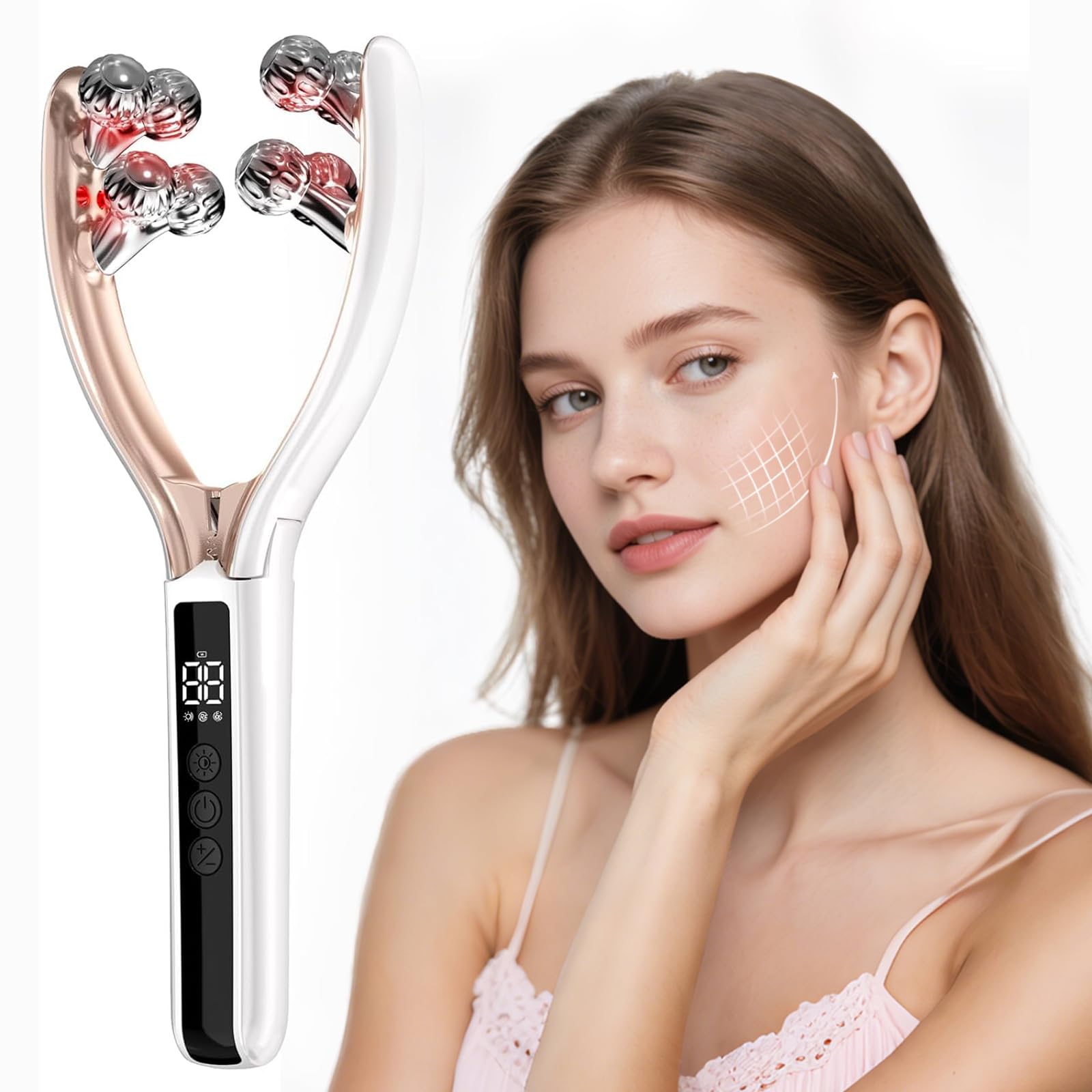 Photo 1 of CXGRISE Wireless Facial Massager, 3D Roller Electric Facial Roller, Rechargeable V-Shape Sculpting & Puffiness Relief Tool, Face Roller Lymphatic Drainage for Home & Travel Use (Ball)