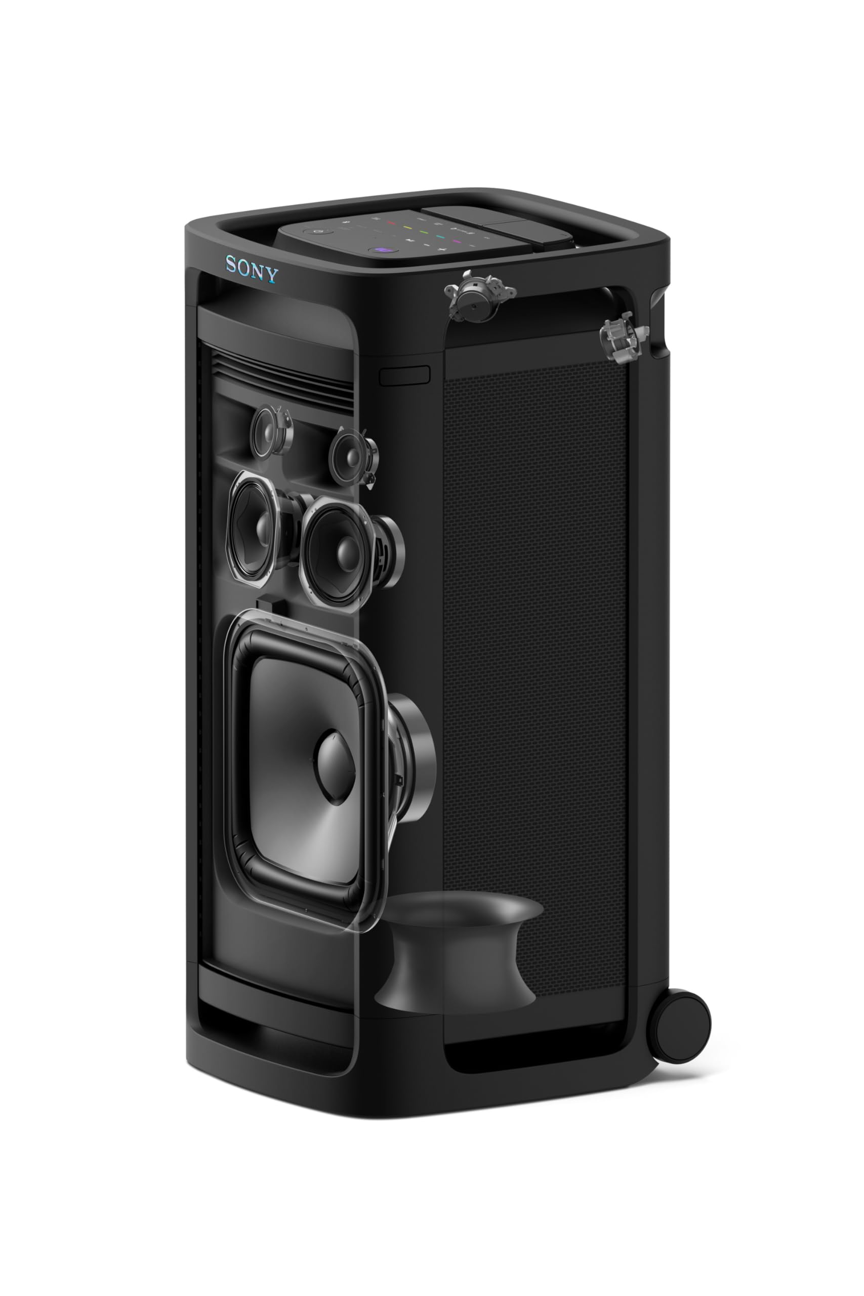 Sony ULT Tower 9AC - Enceinte Bluetooth Party Box Ultimate, Alimentation Secteur, 2 Modes ULT Power Sound, X-Balanced Speaker, 360° Lighting & Sound, entrées pour Karaoke - Noir