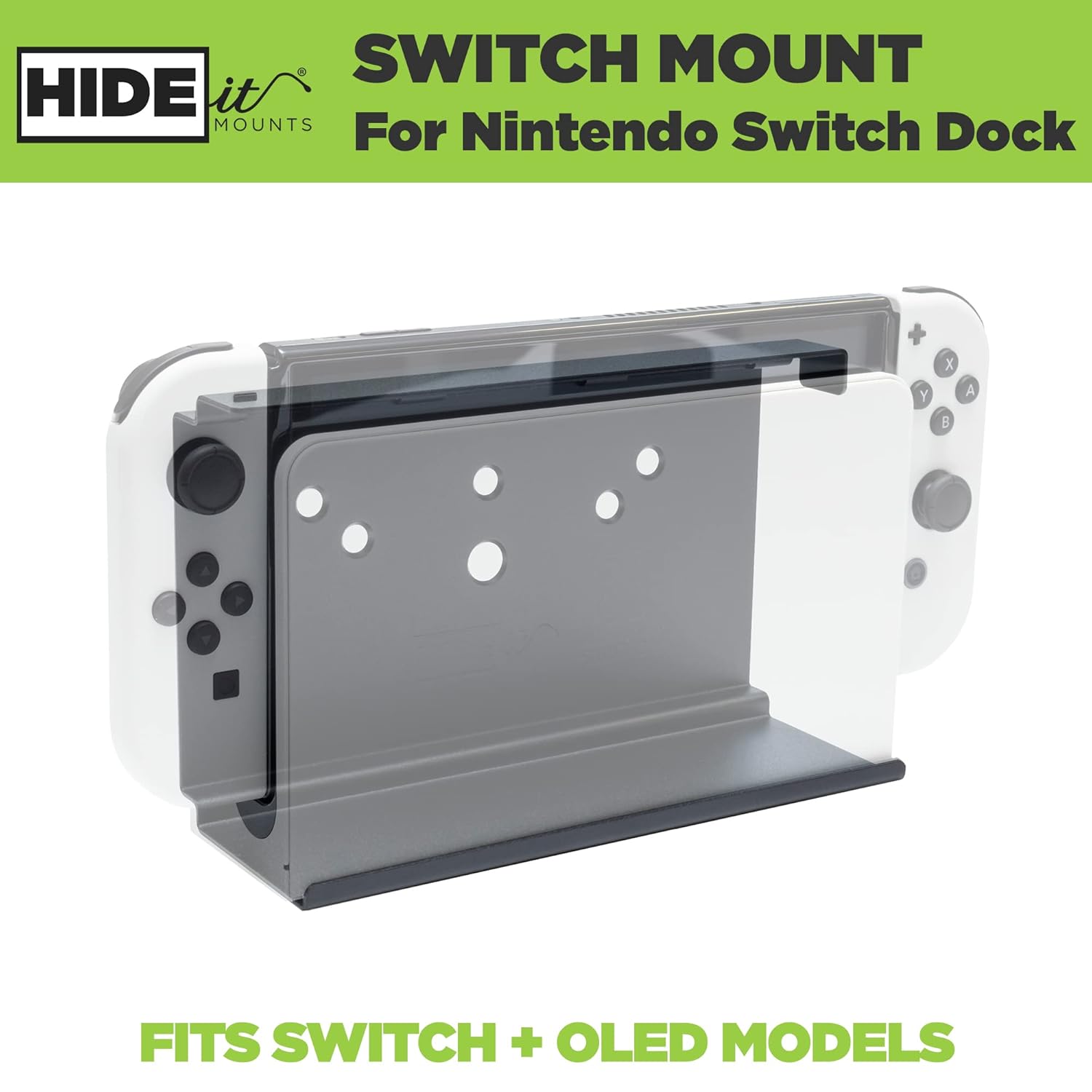 HIDEit Mounts Switch Nintendo Switch Wall Mount, Black Steel Mount for Nintendo Switch and Nintendo Switch OLED, Safely Store Your Switch Console : Video Games