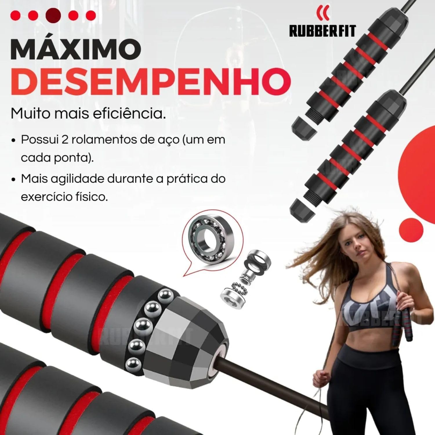 Corda de Pular Speed Rope profissional Cross com Rolamento Cabo de Aço Premium Rubber Fit