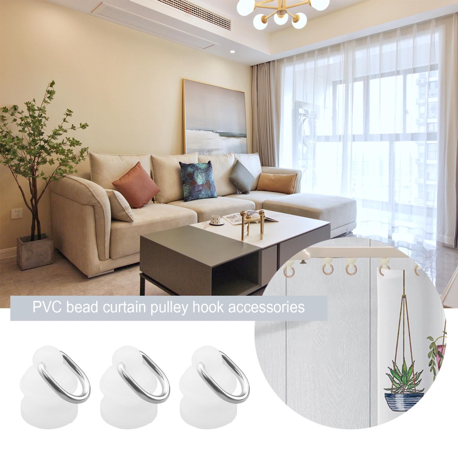 ECSiNG 50pcs Hook for Curtain Track Ceiling Curtain Hooks Plastic Curtain Track Glider Hooks Quiet-Rolling Wheel for Homes Offices Restaurants Hotels