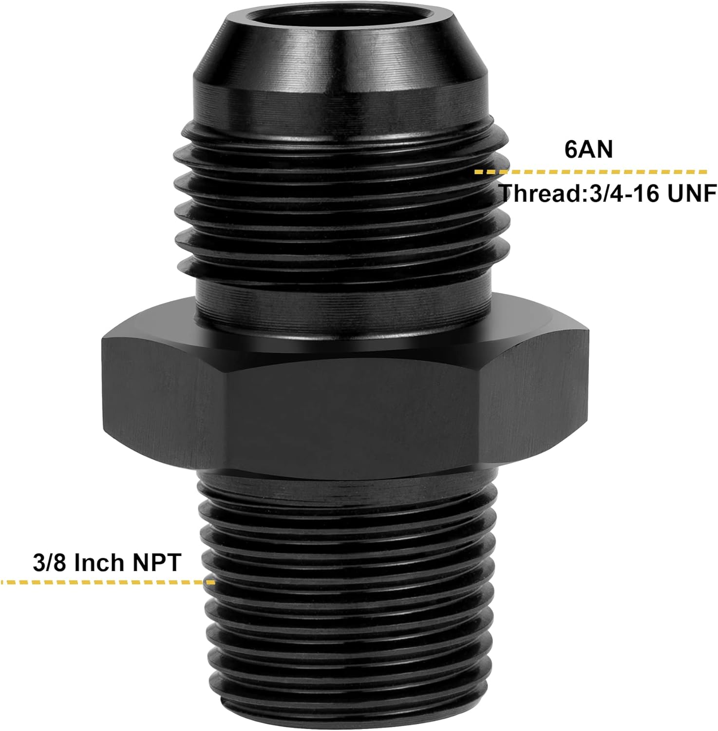 Breezliy 8AN Flare to 3/8" NPT Pipe Adapter Fitting, Aluminum AN8 Male Flare to 3/8 NPT Male Thread Fuel Hose Connector Straight Black Anodized 2PCS : Automotive