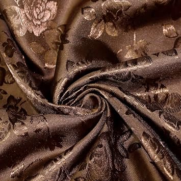 New Fabrics Daily Kayla Dark Brown Polyester Floral Jacquard Brocade Satin Fabric by The Yard - 10004, Yard 58x36