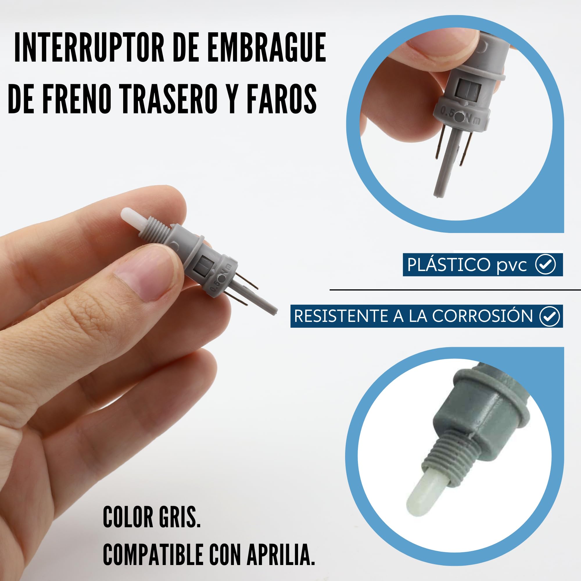 AUTOZOCO Interruttore della frizione del freno posteriore e dei fari del motociclo, interruttore del faro del motociclo, parte della frizione del freno posteriore, compatibile con Aprilia, PVC, grigio