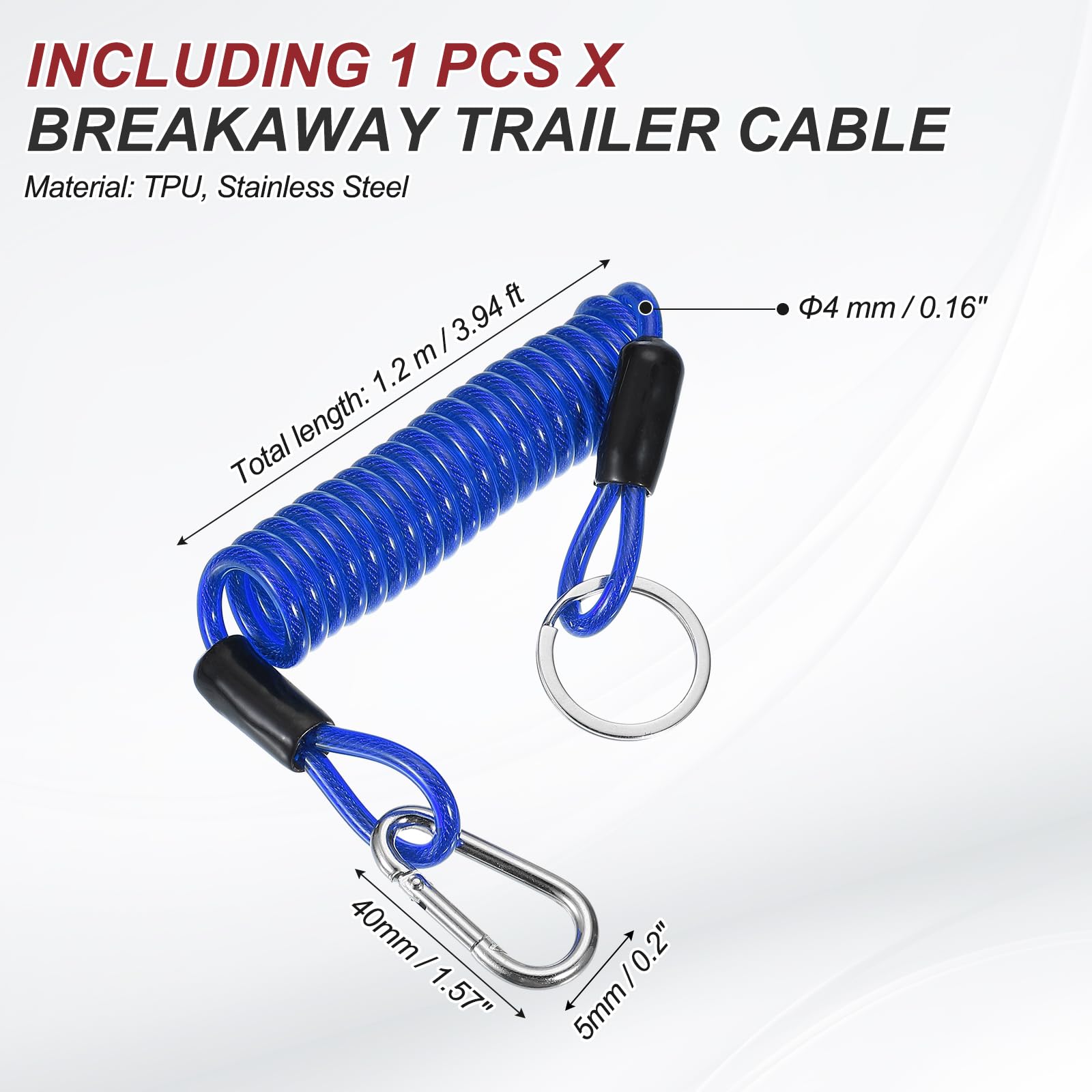 Osilly 6FT Trailer Breakaway Cable, Stainless Steel Spring Towing Brake  Away Coiled Wire Strap With Pin, Automotive Brake Safety Wire Accessories,  Universal For RV Trailer Camper Emergency