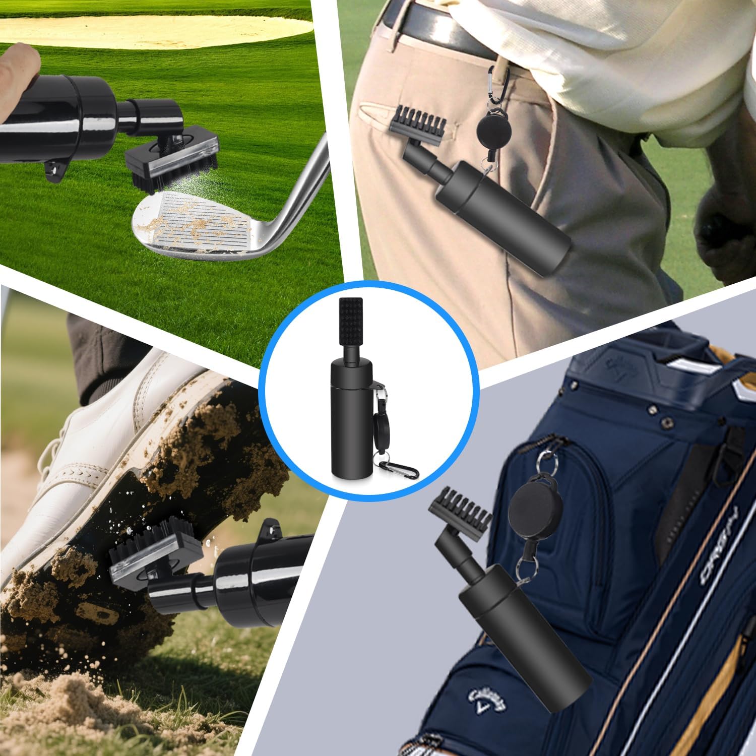 Golf Club Brush Cleaner with Water Bottle 7.5 Inches Holds 4 Ounces of Water - 2 Pack Pro Golf Club Cleaner Brush with Heavy Duty Retractable Clip - Golf Accessories - Image 7