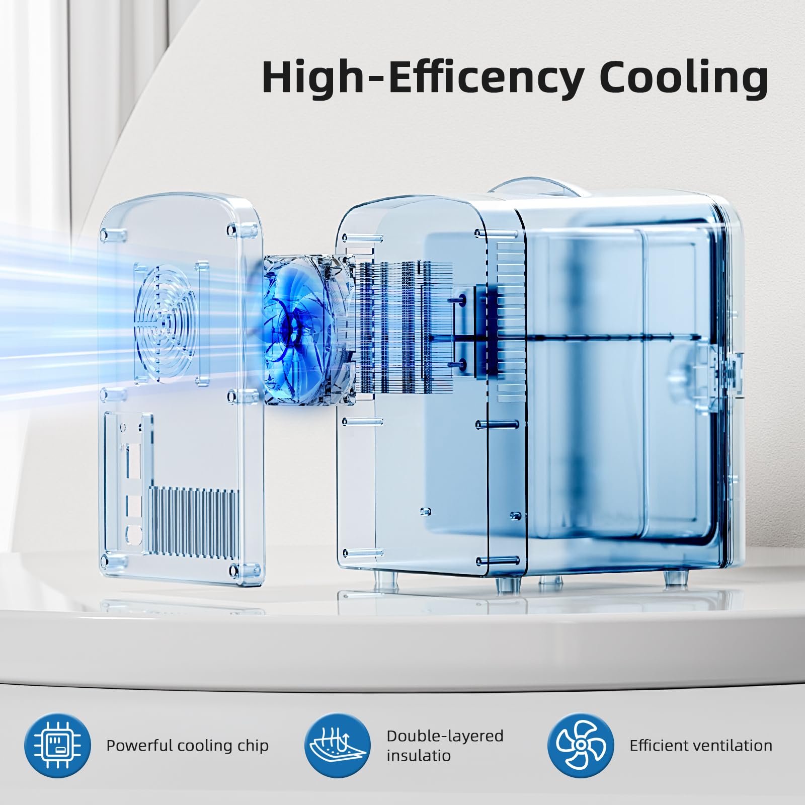 Electactic - Refrigerador compacto, mini refrigerador portátil, capacidad de cuidado de la piel, 4 litros/6 latas, para recámara, coche, oficina y recámara, enfriador pequeño para cosméticos, bebidas