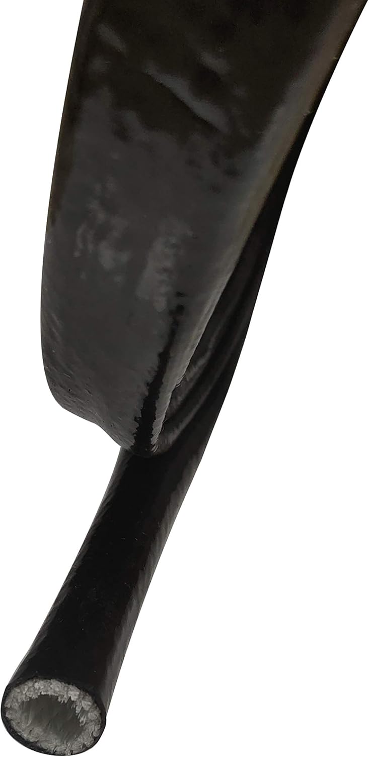 1-1/2" ID Heat Shielded Fire Thermo Armor Fire Sleeve Silicone Coated Fiberglass for Hose Lines & Electrical Wiring Black, 5 feet