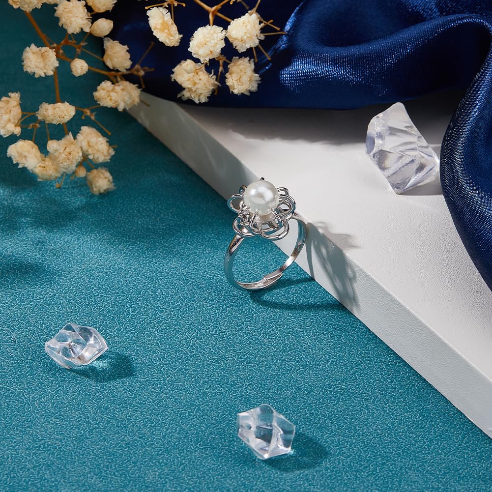 1 Stück 925 verstellbare Ringfassungen Aus Sterlingsilber Platin Krallenringrohlinge 17mm Krallenringkomponenten Für Unregelmäßige Cabochons Für Ohrringe Schmuckherstellung DIY Handwerk