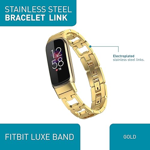 Vista 2 de WITHit Correa de diseño compatible con Fitbit Luxe dorado