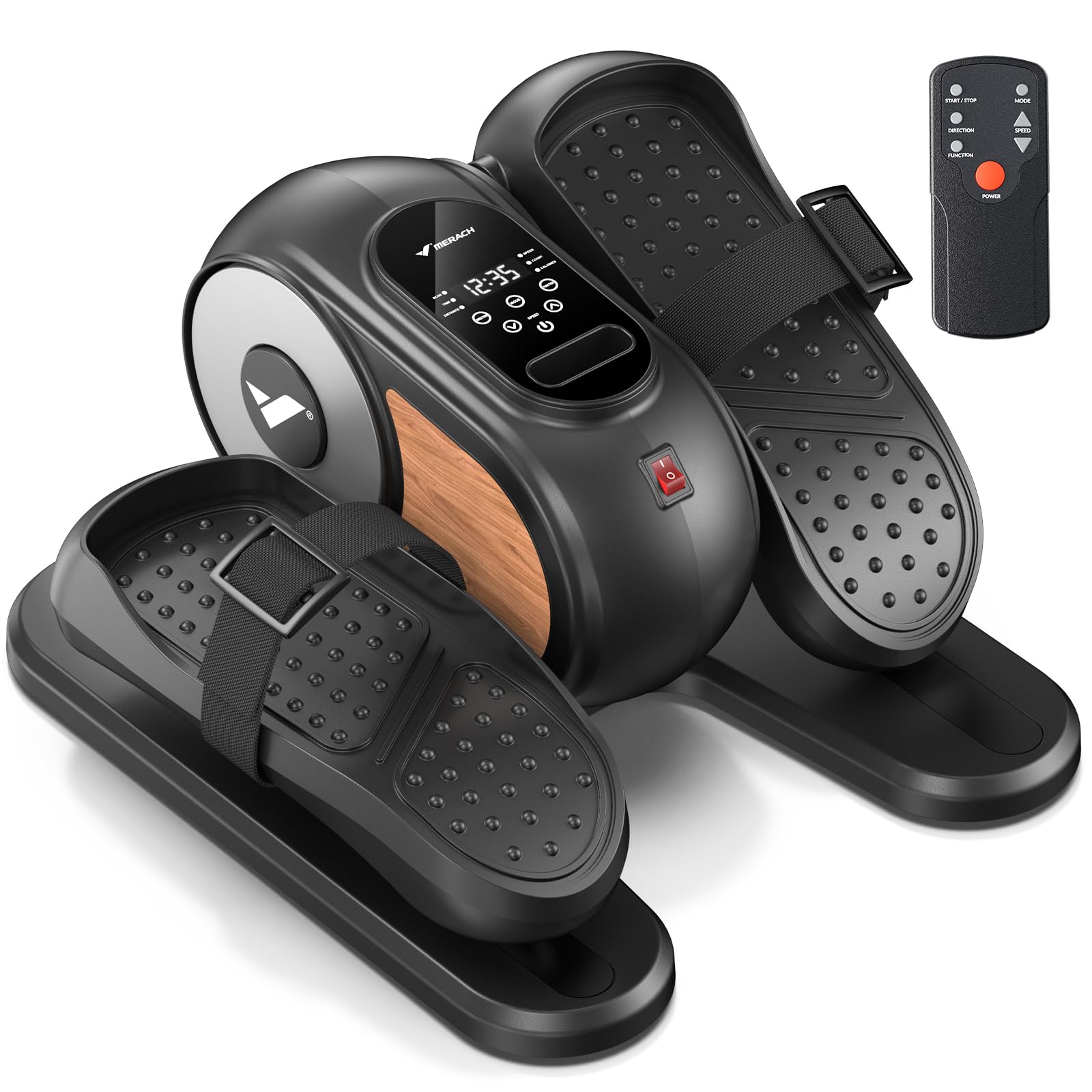 MERACH Elliptique de Bureau pour Maison, Mini Vélo Elliptique ÉLectrique Compact avec Télécommande, Écran, 12 Vitesses, Sangles pour Les Pieds, Silencieux et Portable, pour Seniors et Adultes