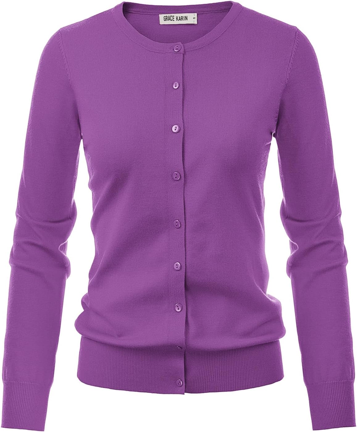 GRACE KARIN Purple Cardigan Sweaters for Women Lightweight Button Down Sweater Tops Dressy Casual Spring Clothes M - Image 5