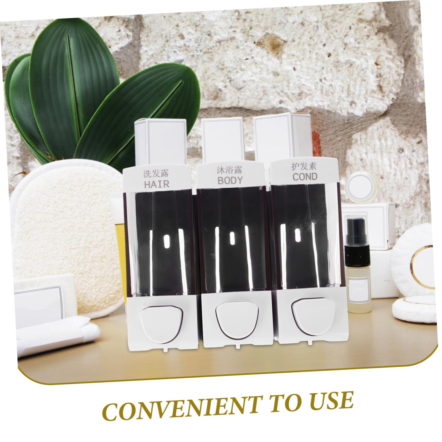 LABRIMP Dispenser Sapone da Doccia a Parete, 3 Scomparti, 1050ml, Abs, Facile da Installare, per Bagno e Shampoo