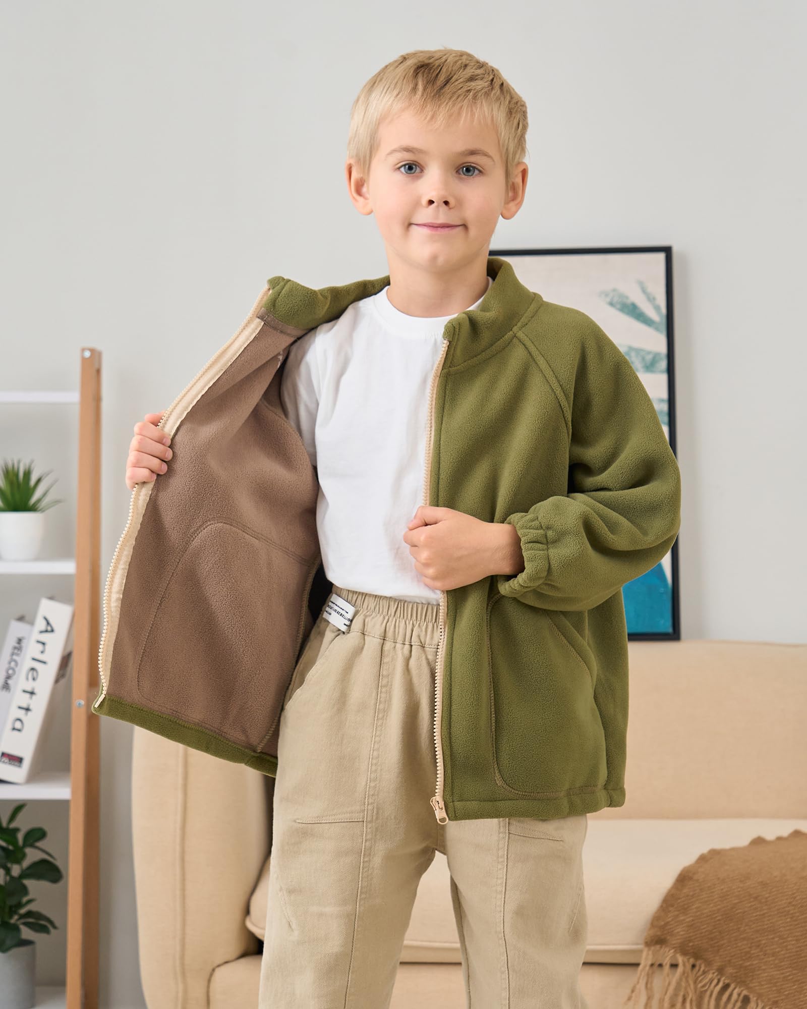 Veste en polaire pour tout-petits, manteaux chauds à manches longues à fermeture éclair pour bébés garçons pour l'automne, le printemps et l'hiver