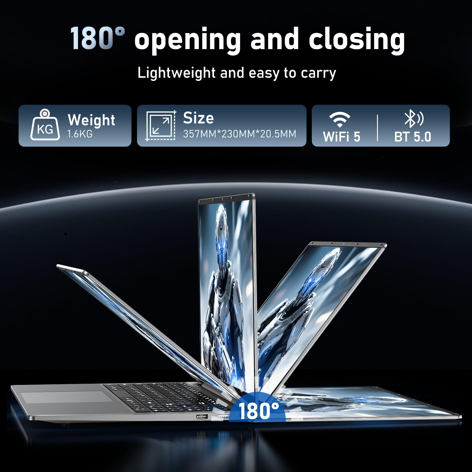 FUNYET Computer Portatile 16", PC Portatile Notebook 16GB RAM,1TB SSD, Processore N150(Fino a 3,6 GHz), 6000 mAh, Win 11, 1920x1200IPS, Tastiera Retroilluminata, WIFI 5, BT 5.0