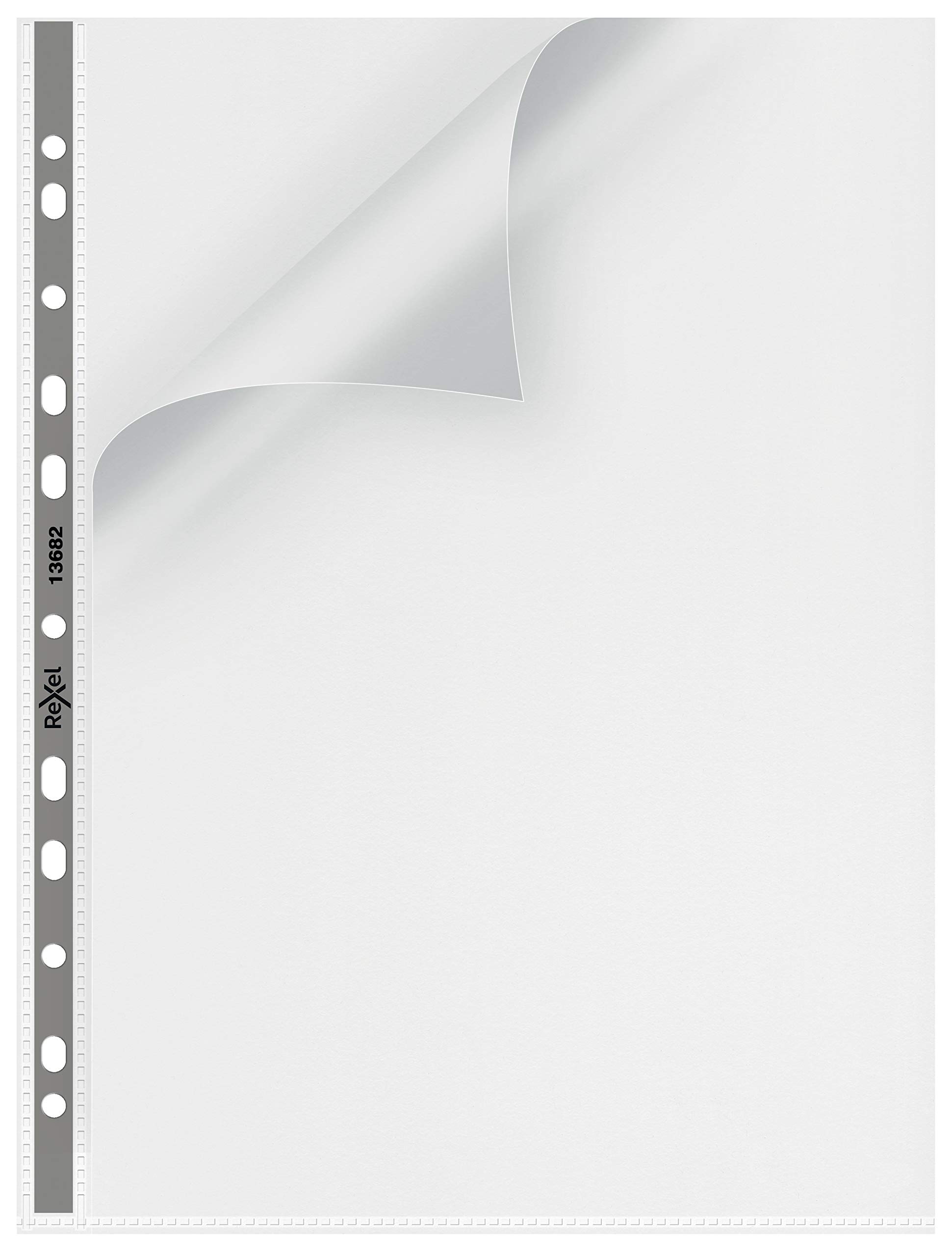 Rexel Nyrex Premium A4 Punched Pocket with Grey Spine, Clear, Top