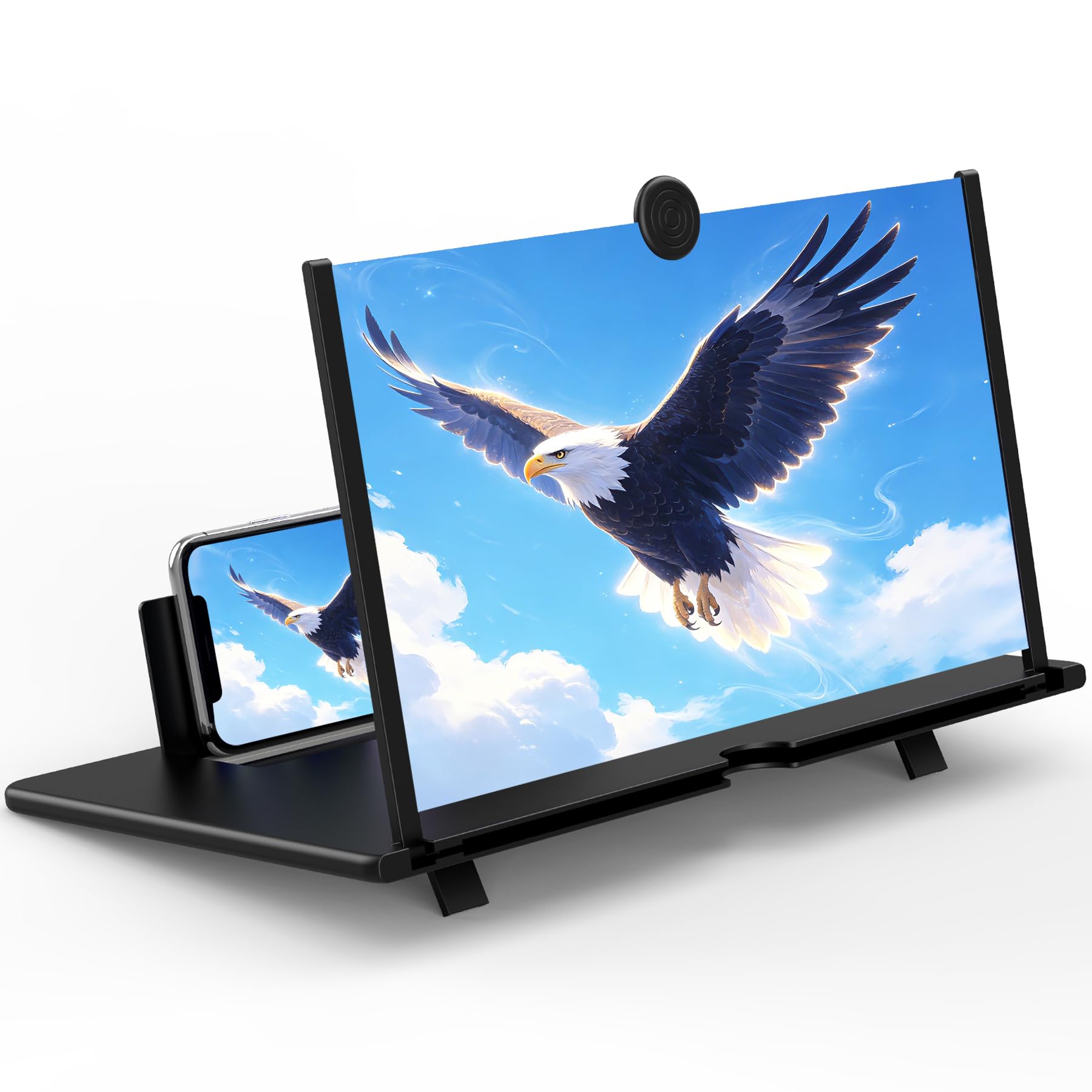 Lente di ingrandimento per telefono cellulare, ingrandimento 3D HD per film, video e giochi, supporto pieghevole per telefono con amplificatore per schermo, compatibile con tutti i telefoni (nero