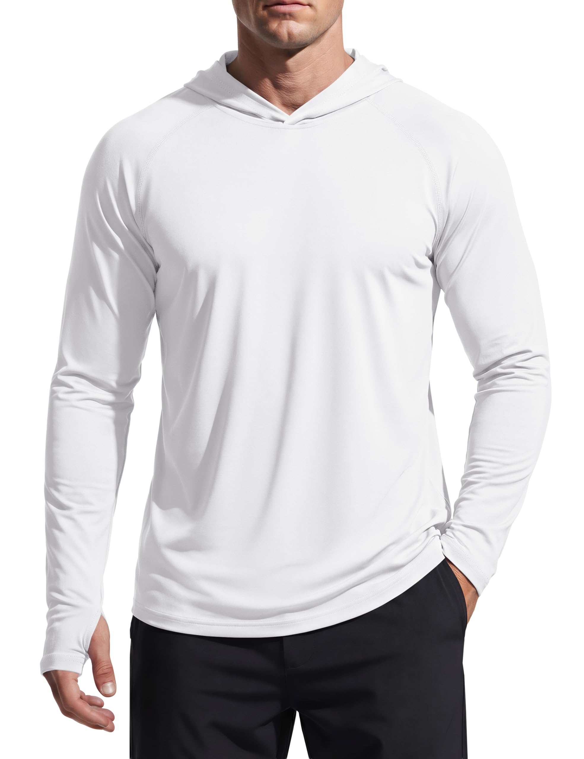 TACVASEN Herren UV-Schutz Hoodie Kapuzenpullover UPF 50+ Langarm Shirt mit Daumenloch