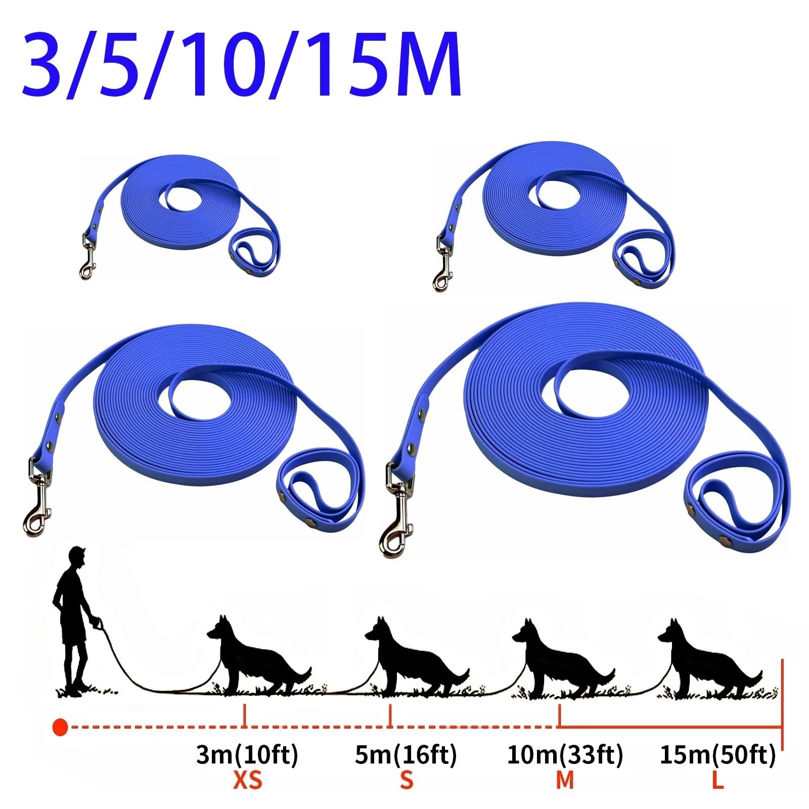 Correas For Mascotas Cuerda Fácil De Limpiar | Correa impermeable for perros de 3m, 5m, 10m y 15m de PVC(Purple,1.5cm X 10m)