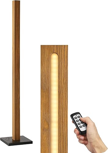 Miniatura 9 de EDISHINE Lámpara de pie moderna de mediados de siglo con control remoto, luz LED de esquina de madera regulable, iluminación minimalista de pie para