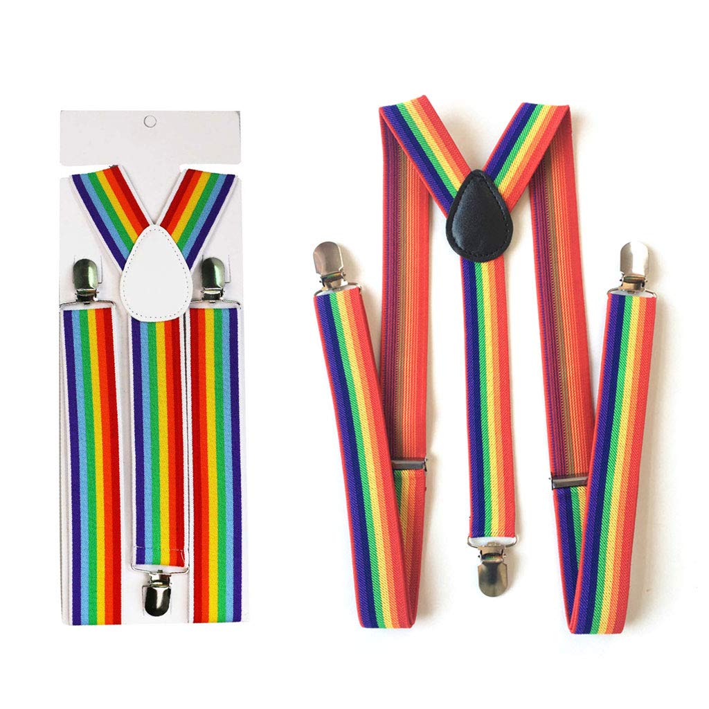 Children Rainbow Strap Clip Colorful Striped Baby Suspenders Belt Boys And Girls