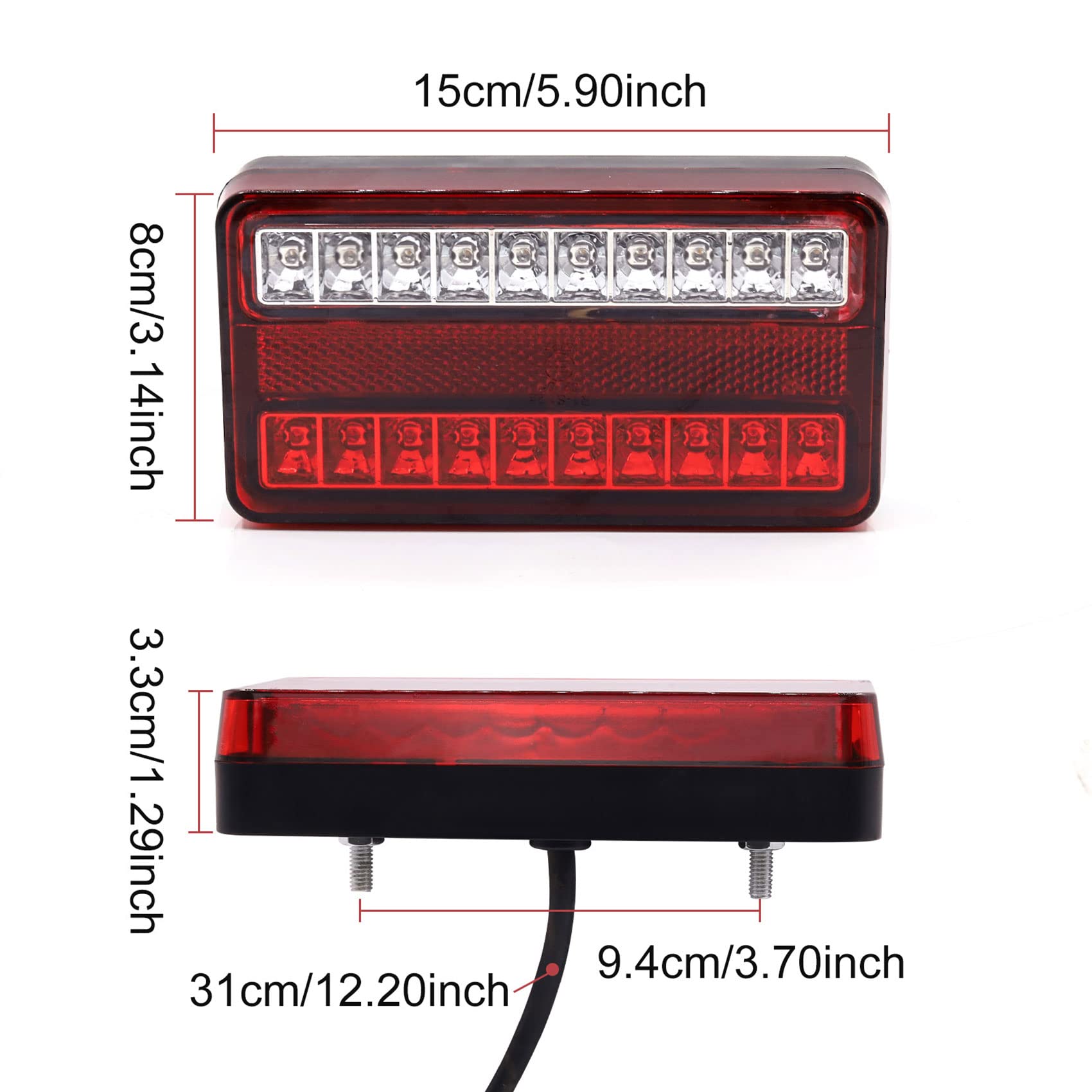 Aoling トラック テールランプ 12V トレーラーテール 20LED 赤