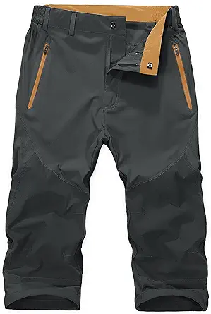 MAGNIVIT Men's 3/4 Capri Pants Below Knee Quick Dry Lightweight Hiking Cargo Long Shorts(No Belt)