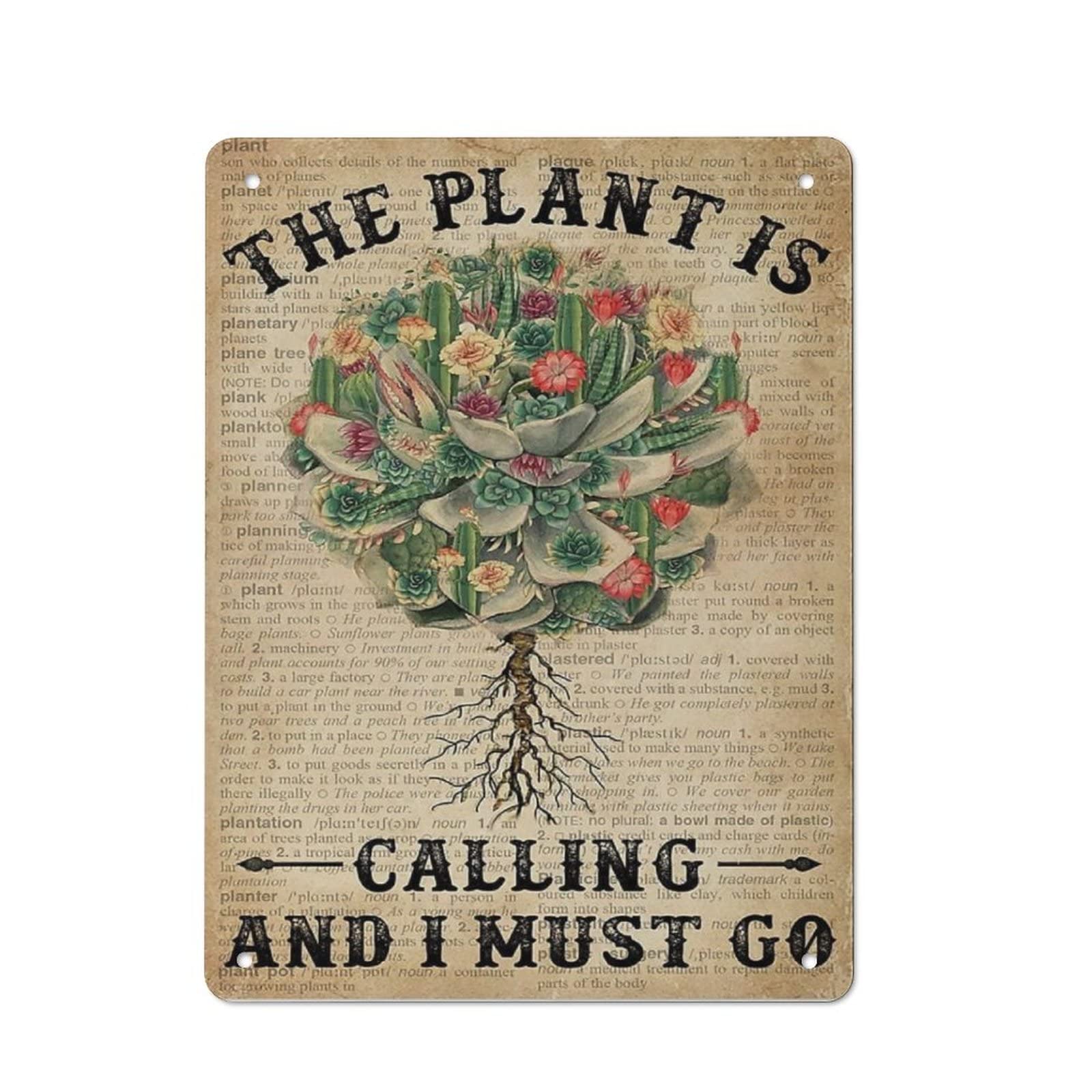 AOOEDM The Plant Is Calling And I Must GO Vintage Metal Sign Wall Decor Metal Plaque for Cafe Bar Pub Home Beer Retro Poster 16x12 Inch