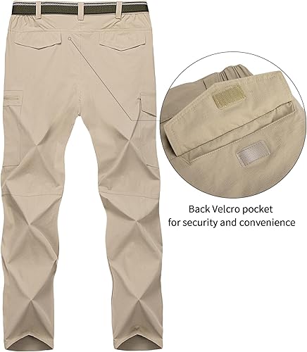 Miniatura 2 de Pantalones de senderismo para hombre, ligeros, transpirables, con 6 bolsillos, para verano, casual, de secado rápido, impermeables, pantalones