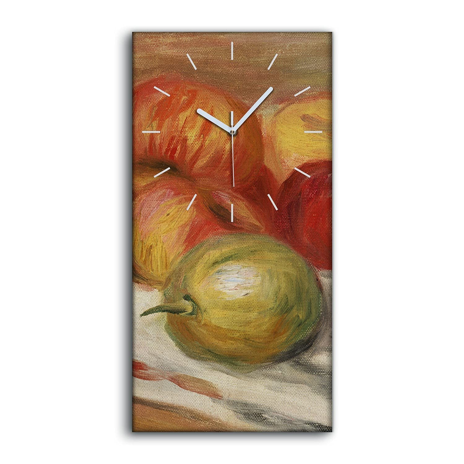 Horloge sur Toile Salon Moderne 30x60cm Décoration Silencieuse Fruits Pommes