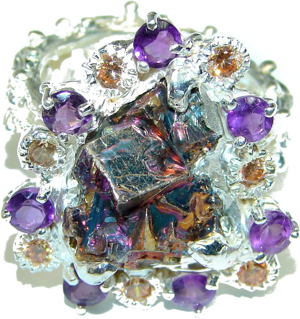 SilverRush Style Bismuth Crystal Womens Ring 925 Sterling Silver Size: 8