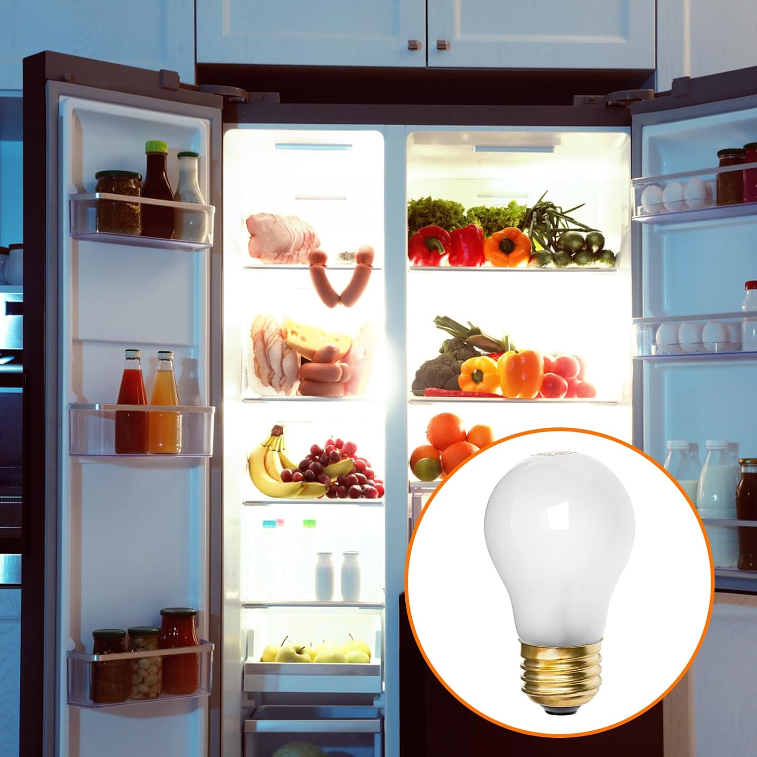 Belleone 8009 Light Bulbs for Refrigerator Oven - 120V 40W Replacement Incandescent Bulbs Fit for Whirlpool GE Ken-More Frigidaire Amana KitchenAid Freezer, Yellow Warm Light Color, 2 PCS