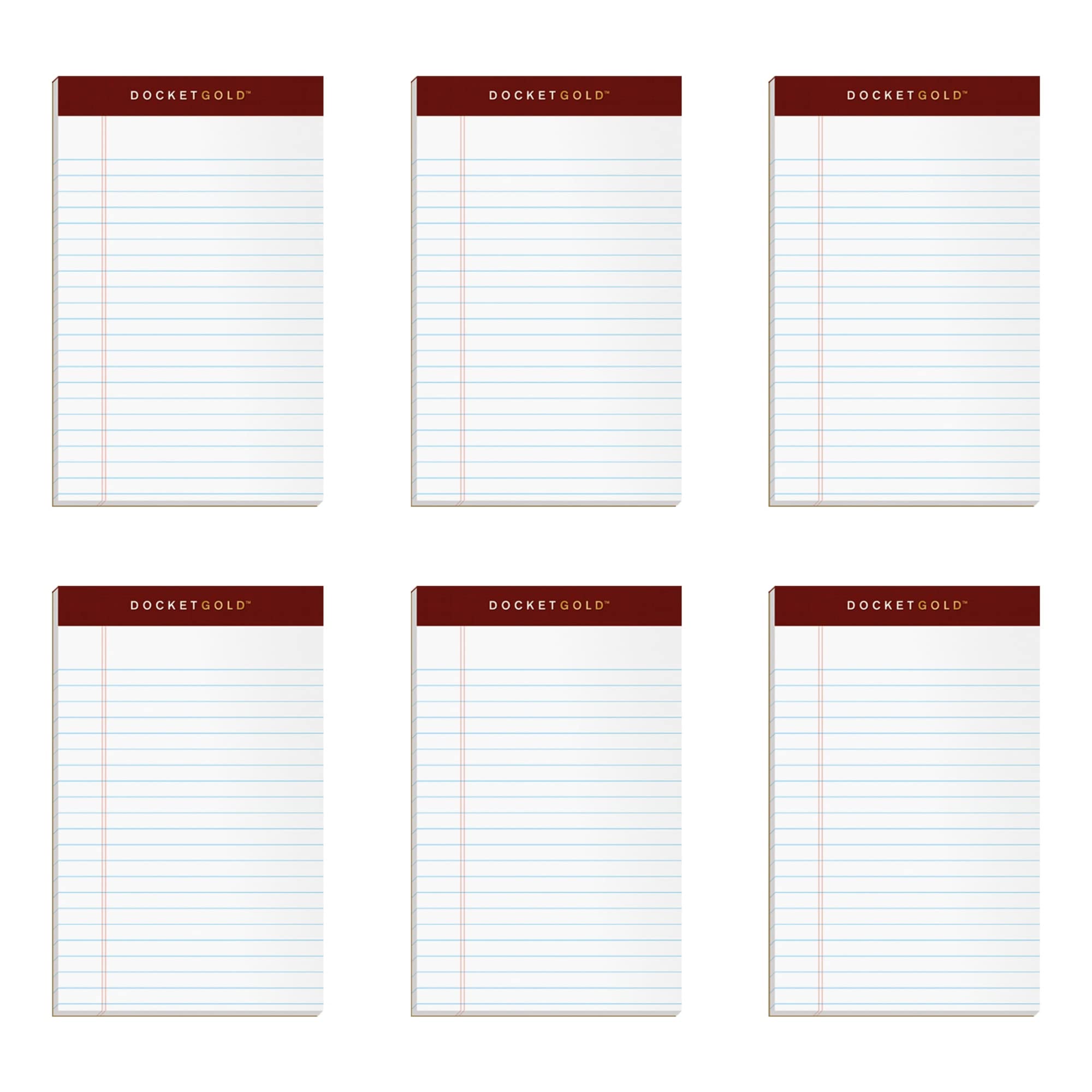 Tops Docket Writing Tablet 5 x 8 Jr Legal Rule White 50 Sheets Per Pad Pack of 6