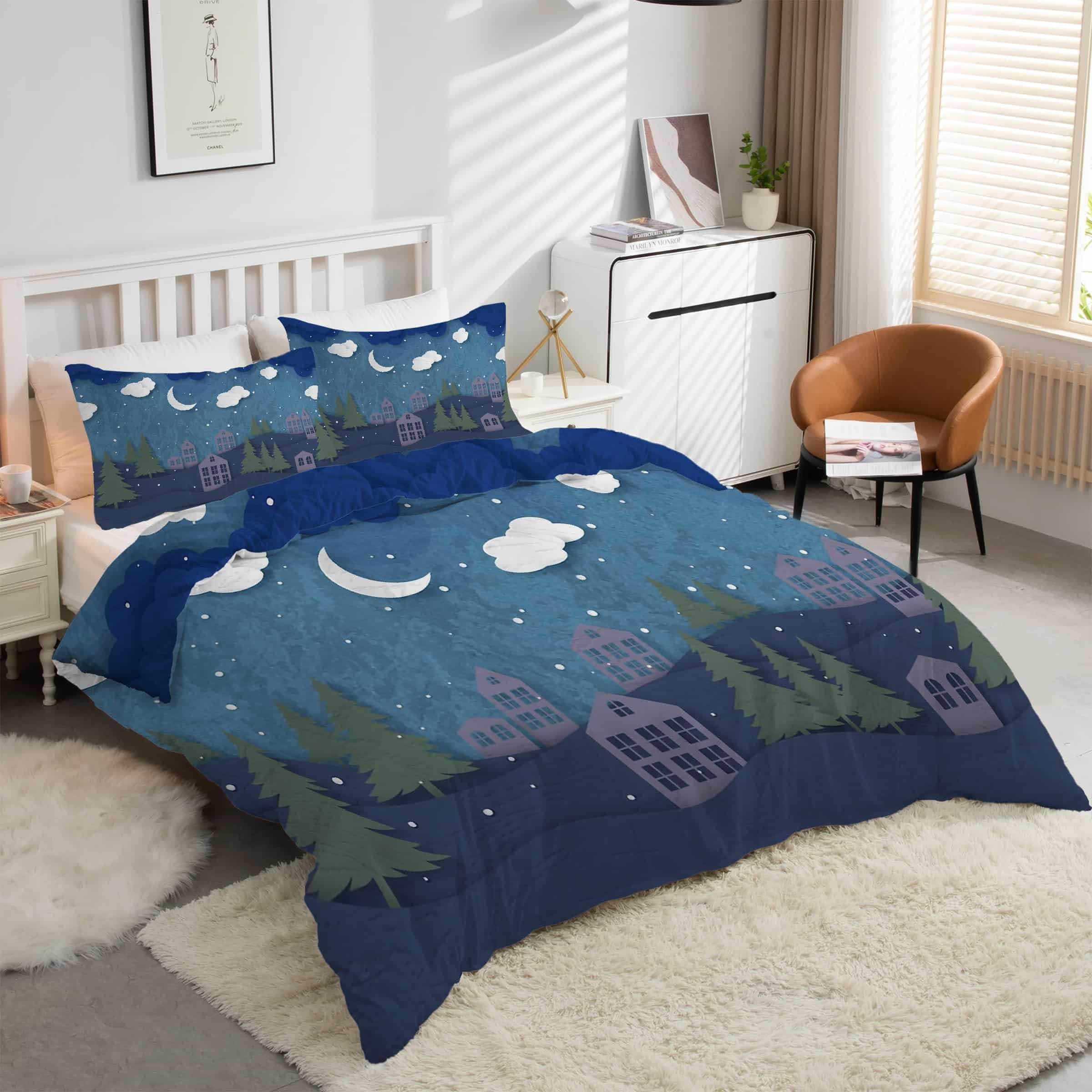 Housse de couette 200x200 MaisonCiel sans repassage, parure lit microfibre fermeture éclair kK5428
