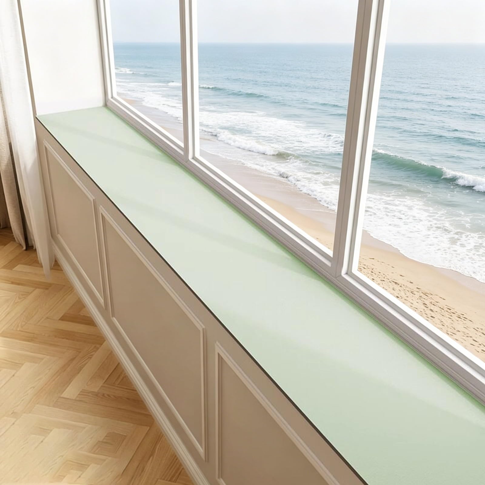 JXYQZD Cuttable Diatomaceous Earth Window Sill Mat, Narrow Absorbent Waterproof Non Slip Bay Window Cushion Pad Dustproof Protector for Balcony Kitchen(Green,20x150cm)