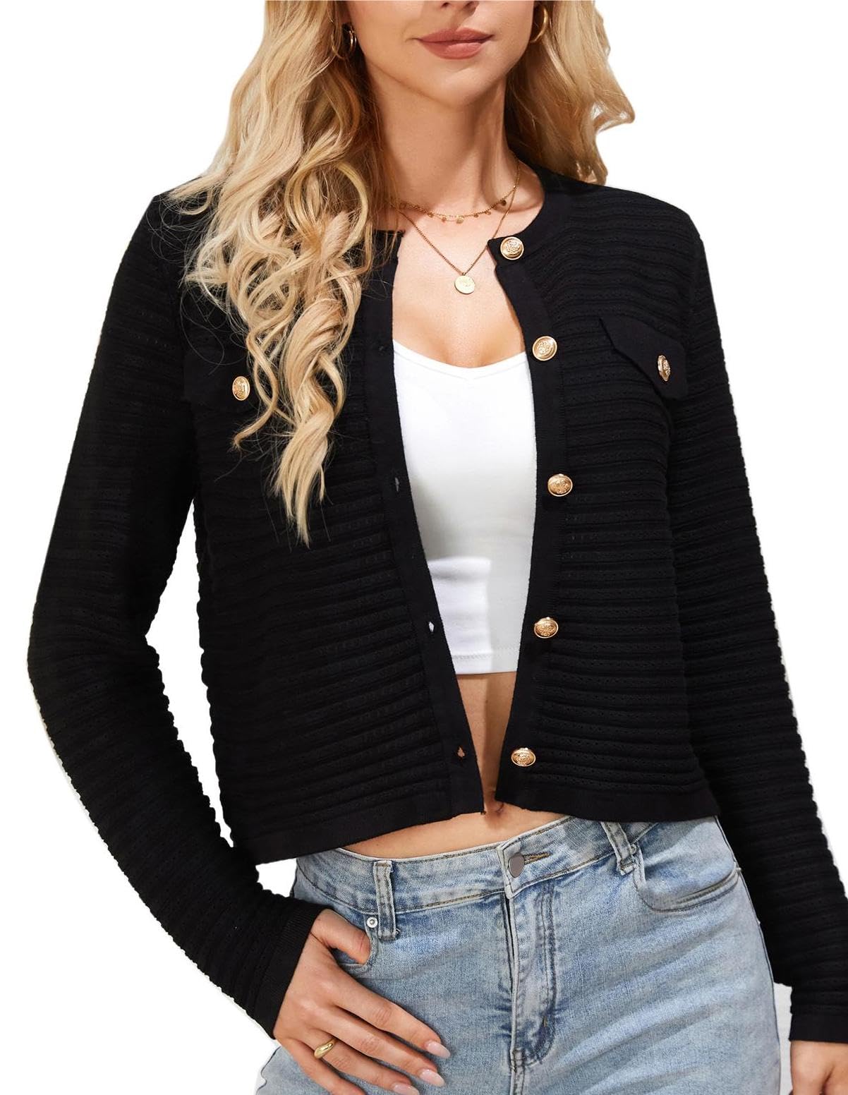 GRACE KARINWomen's Cardigan Long Sleeve Crew Neck Button Down Knitwear  Vintage Sweater Cardigans