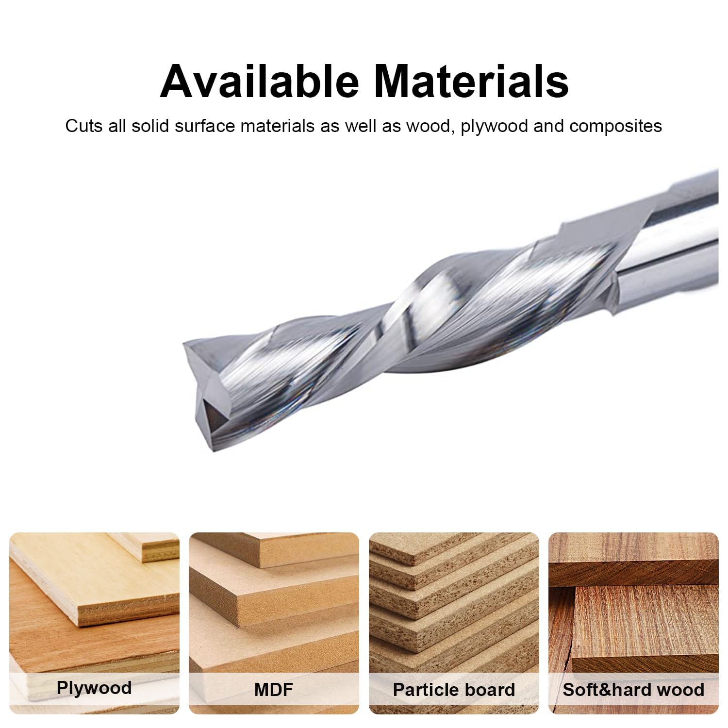 SpeTool 2 Stück Spiralfräser 6mm Schaft Downcut 24mm Schnittlänge CNC Fräser Set Nutfräser VHM Schaftfräser Fräser für Oberfräse Spiralnutfräser Langlochfräser Holz Router Bits 2 Flöten Holzfräser