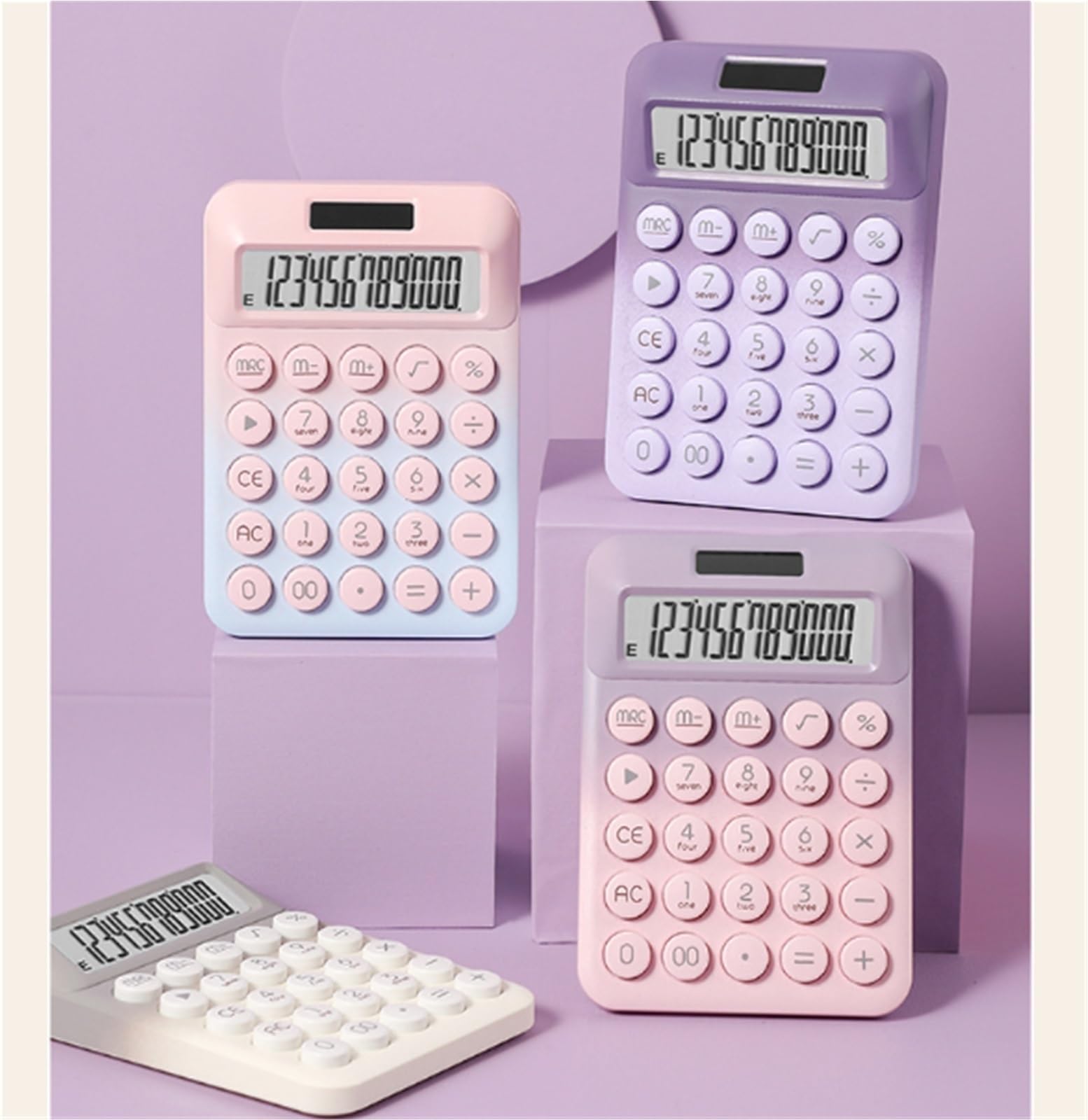 Kalkulatory Kalkulator, Wielofunkcyjny Kalkulator Biurowy, 12-cyfrowy Wyświetlacz LCD, Podstawowy Kalkulator Stacjonarny Przybory Szkolne(Pink)