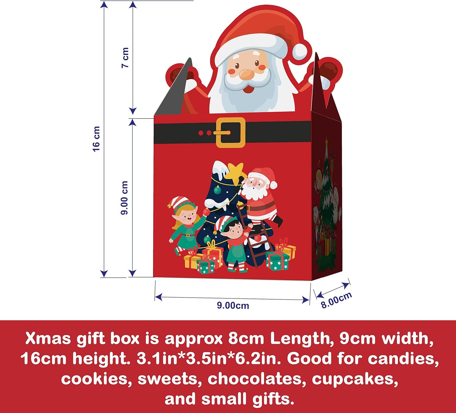 Giftinghouse Christmas Sweet Boxes Empty for Gifts -12/24/50 pcs, Christmas Treat Presents, Candy cupcake cookie treats party - Image 2