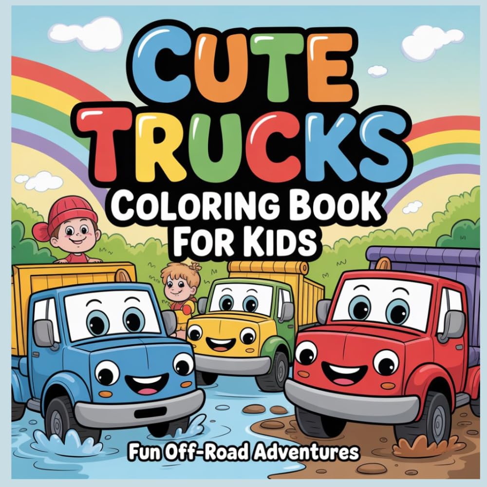 Cute Trucks Coloring Book For Kids: Fun Off-Road Adventures